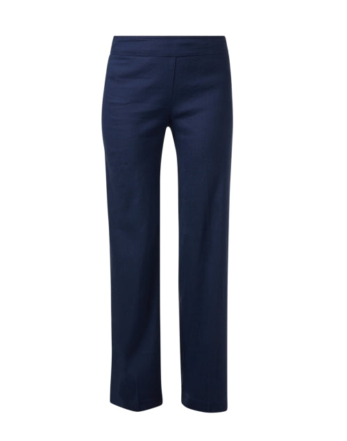 Navy Blue Lightweight Stretch Linen Flavia Wide Leg Palazzo Pants for Women
