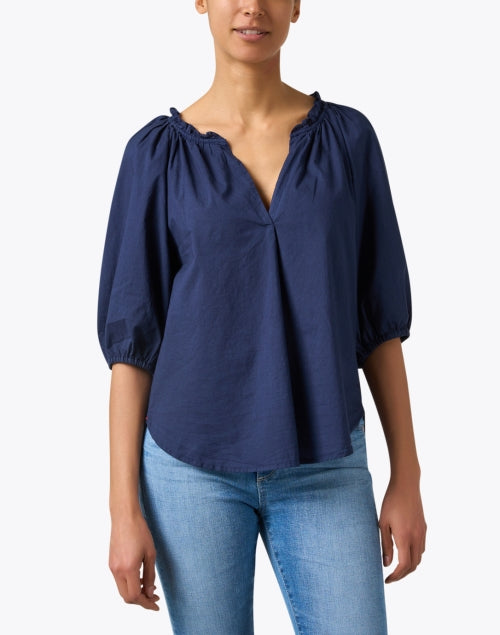 Navy Crisp Cotton Jules Top for a Stylish Look
