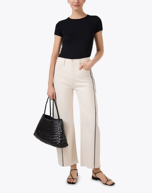 Ivory Half - Piped Barrel - Leg Ankle Jeans for a Fresh Denim Look