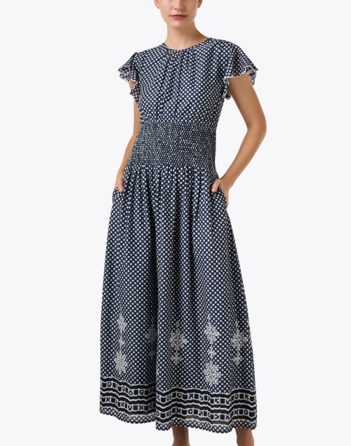 Stylish Aurelia Navy-Printed Cotton Women's Summer Dress