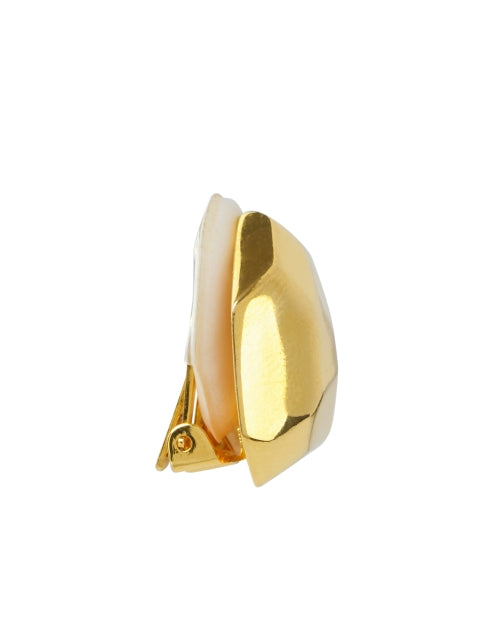 Exquisitely Polished Gold-Plated Sculpted Clip-On Earrings for Women