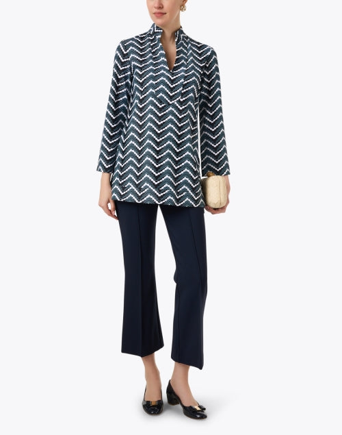 Chris Women's Chevron Print Breathable Nylon Tunic Top for Versatile Wardrobe