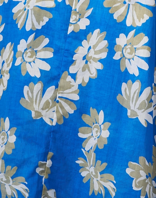 Stylish Blue Floral Print Women's Shirt Dress