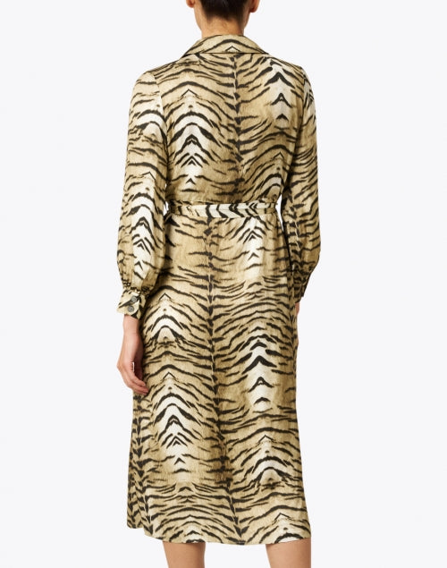 Elegant Beige Animal-Printed Satin Ruxy Dress for All-Day Wear