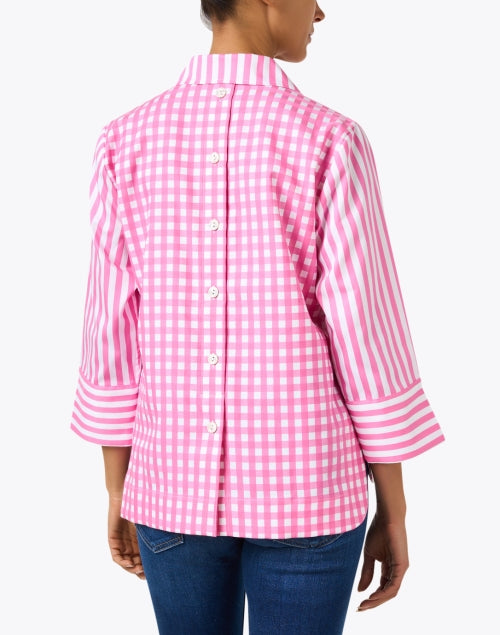 Stylish Pink and White Striped Cotton Henley Top by Aileen