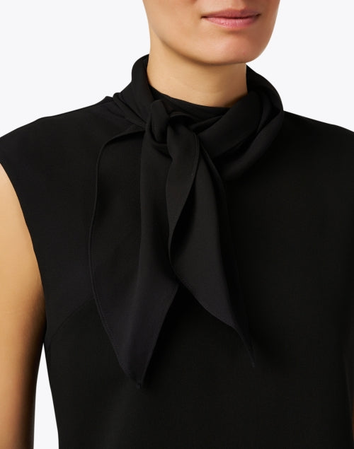 Elegant Black Scarf Tie Neck Sheath Dress for Women