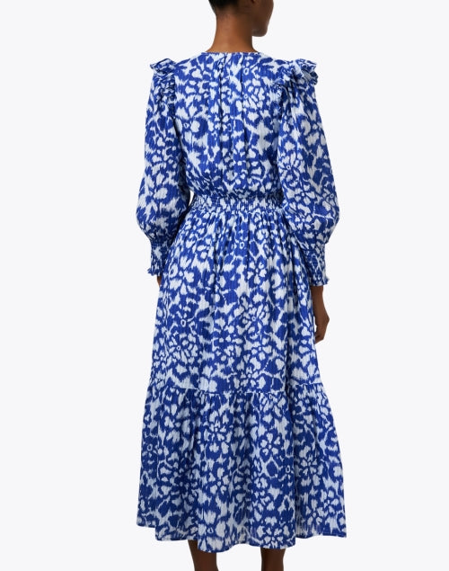 Elegant Pearl - Blue Ikat Print 100% Cotton Women's Dress