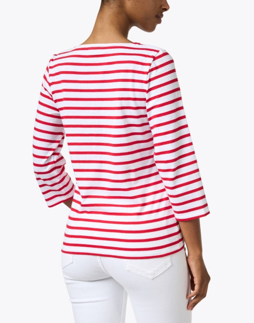 Luxurious Airy Cotton White and Red Striped Casual Shirt