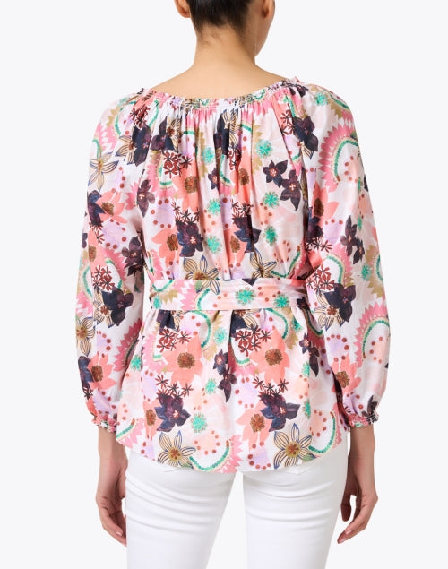 Stylish Pink & Purple Multi - Print Linen Raquel Top