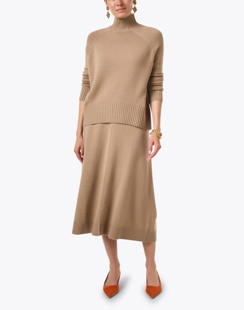 Allude Tan Luxury Wool and Cashmere Blend Sweater