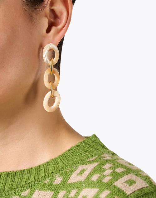 Handmade Natural Pearl Chain-Link Drop Style Earrings for Fashionable Wear