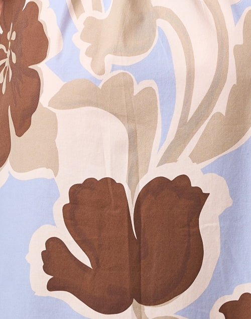 Stylish Blue and Brown Floral Printed Dress with Feminine Design