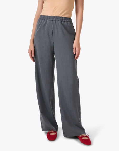 Stylish Petra Grey Elastic-Waist Wide-Leg Trousers