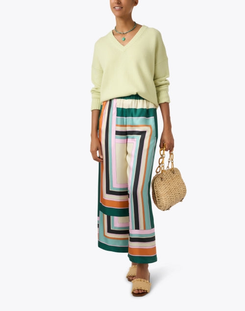 Weekend Max Mara Ottavo Brand New Silk Trousers with Multi Geometric Prints