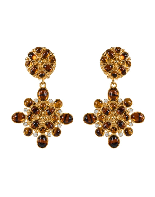Kenneth Jay Lane Gold - Plated and Tortoise - Brown Cabochon Clip - on Drop Earrings for Everyday Wear
