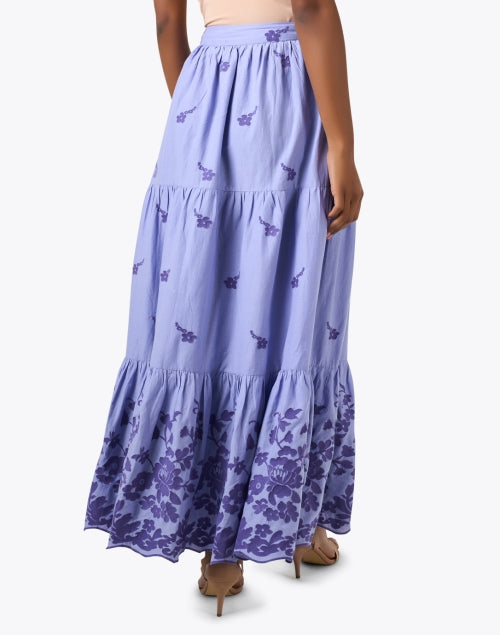 Stylish Paola Purple Floral Embroidered Tiered Skirt