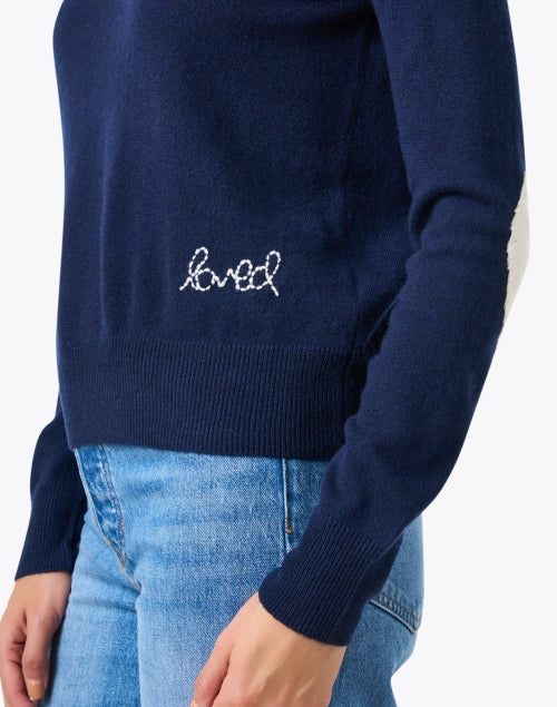 Stylish Indigo-colored Cashmere Women's Knit Sweater