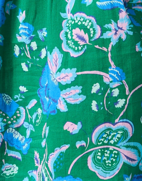 Athena Women's Green Floral Print 100% Cotton Casual Blouse