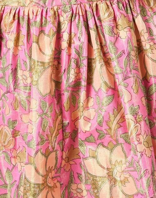 Stylish Pink and Yellow Printed Cotton Lamé Mini Dress for a Chic Look