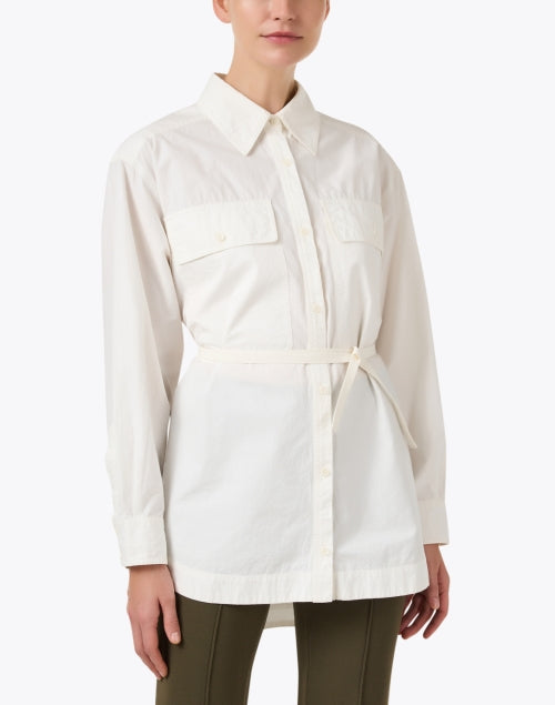 Flowy Cream-colored Cotton Casual Shirt for a Stylish Look