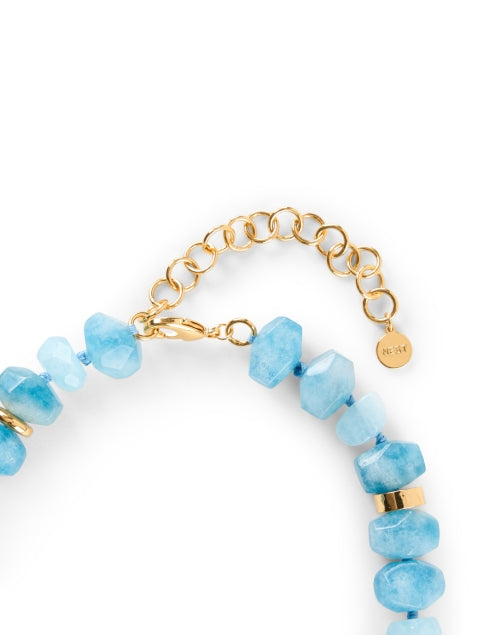 Stunning Gold and Azure Stone Beaded Necklace for Daily Wear