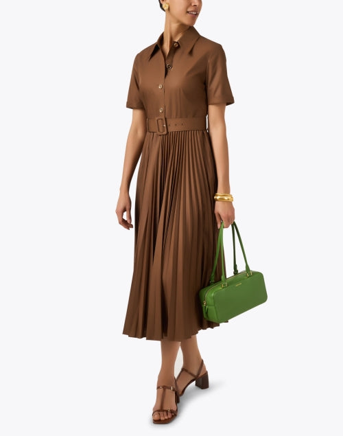 LK Bennett Cally Brown Women's Pleated Shirt-style Dress