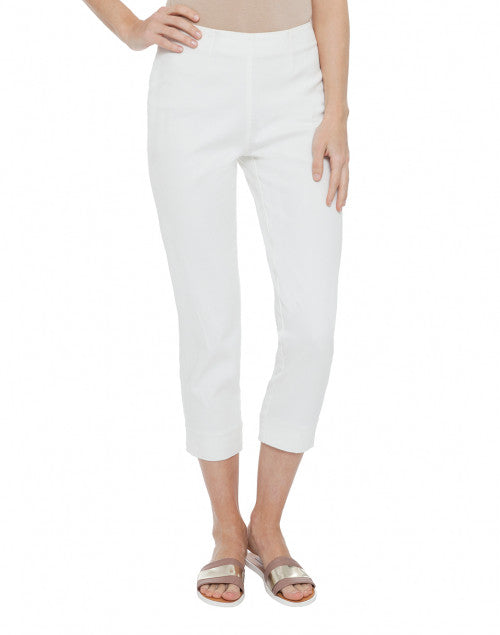 Audrey Women's White Stretchable Cotton Capri Pants for Classic Style