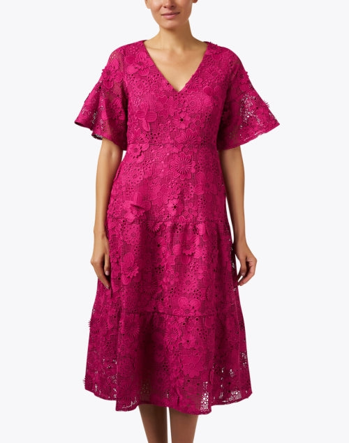 Ellery Fuchsia Women's Lace Midi Dress for Elegant Events