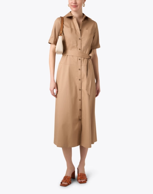 Keri Women's Casual Khaki-Colored Cotton Shirt Style Dress