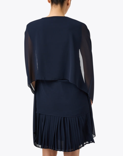 Navy Blue Women's Shift Style Dress with Matching Shawl for Fashionable Outfits