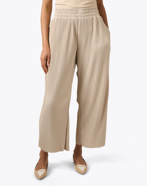 Max Mara Leisure Rolanda Beige Women's Pleated Wide - Leg Casual Pants