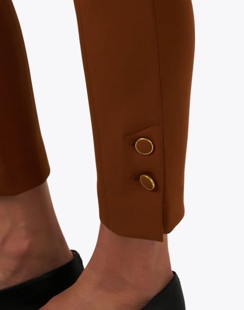 Stylish Brown Stretch Crepe Men's Trousers with Button Detail