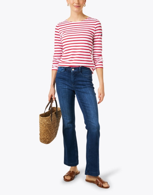 Soft Cotton Minquidame Top with White and Red Stripes