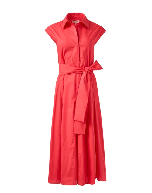 Stylish Coral Colored Shirt-Style Midi Dress for All Occasions