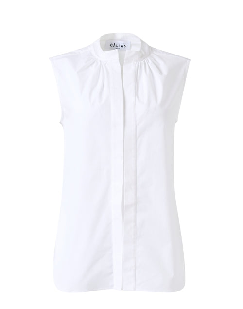 Stylish Olympia Women's White Stretch Cotton Blouse for Transitional Wear