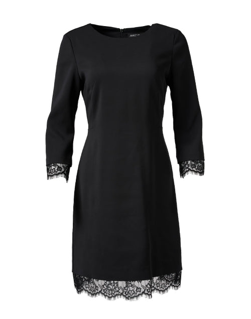 Stylish Black Dress with Elegant Lace Hem and Three - Quarter Sleeves