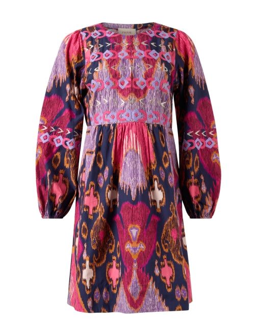 Stylish Lucie Multi-Colored Ikat Print Women's Cotton Dress