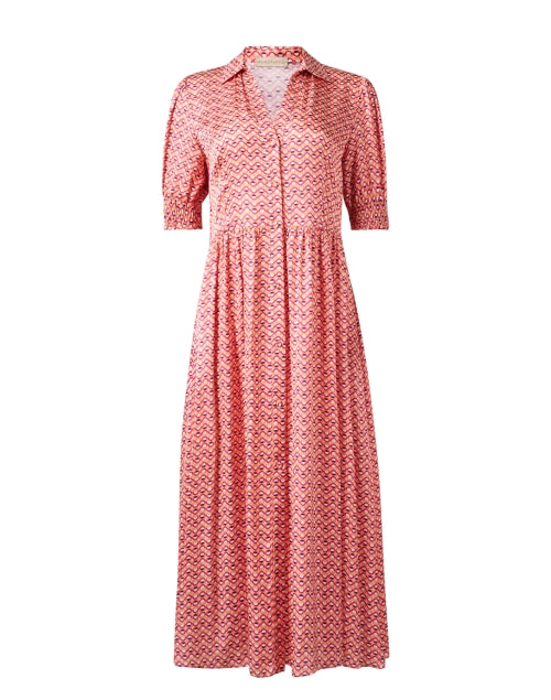 Stylish Pink-Printed Women's Shirt Dress with Italian Flair