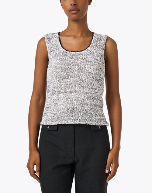 Navy and Grey Organic Cotton Knit Sleeveless Women's Fashion Top