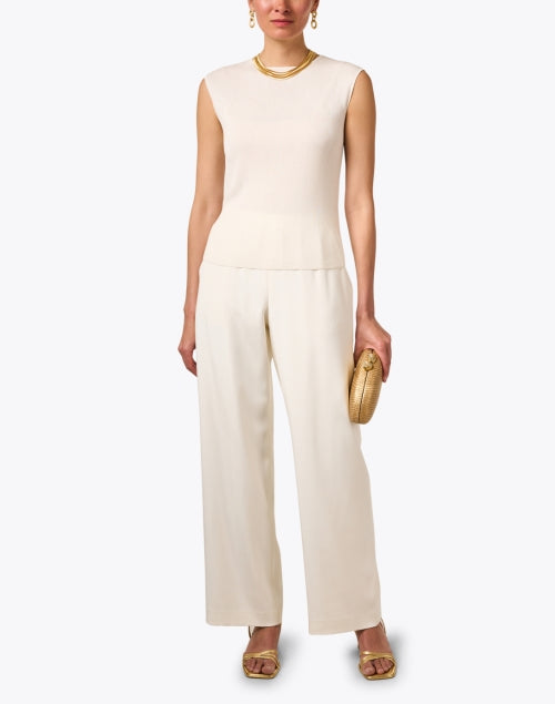 Elegant Perry White Elastic Dress Pants for Women