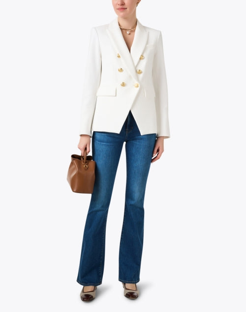 Stylish Miller White Dickey Jacket Featuring Decorative Gold Buttons