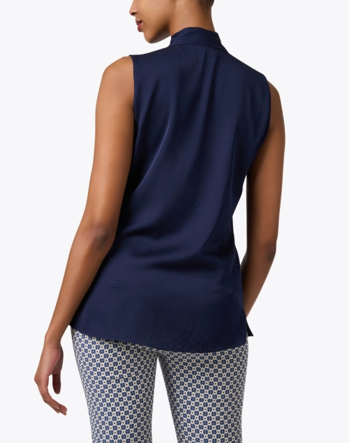 Navy Blue Stretch Silk Georgette Women's Mila Blouse by Kobi Halperin