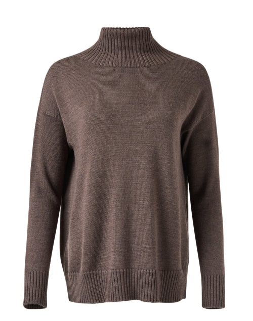 Stylish Superbo Brown 100% Wool Turtleneck Sweater for All - Season Wear