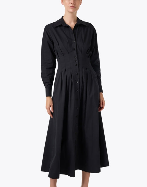 Stylish Billie Black Cotton Blend Shirt Dress with Tailored Waist