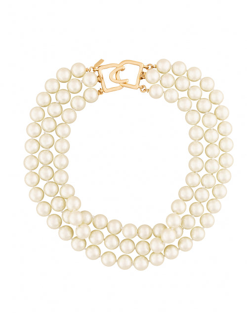 Elegant Pearl Three - Strand Necklace by Kenneth Jay Lane