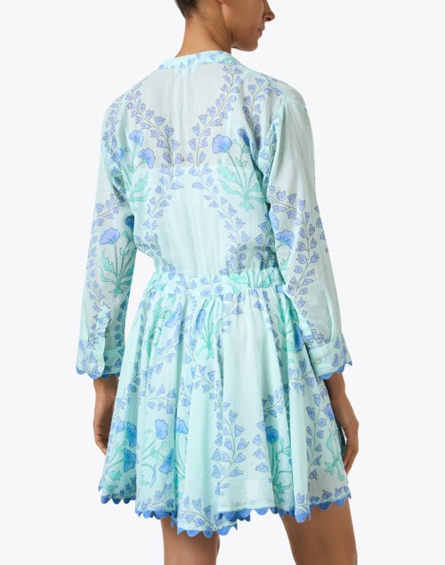 Vibrant Blue Ginkgo Patterned Women's Shirt Dress