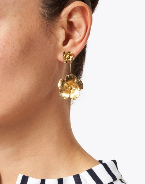 Stylish Kalina Gold Floral Design Drop Earrings for Women