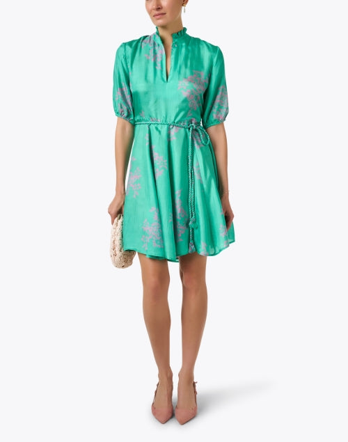 Gaia Green Colorful Printed Silk Women's Dress for Fashionable Outfits