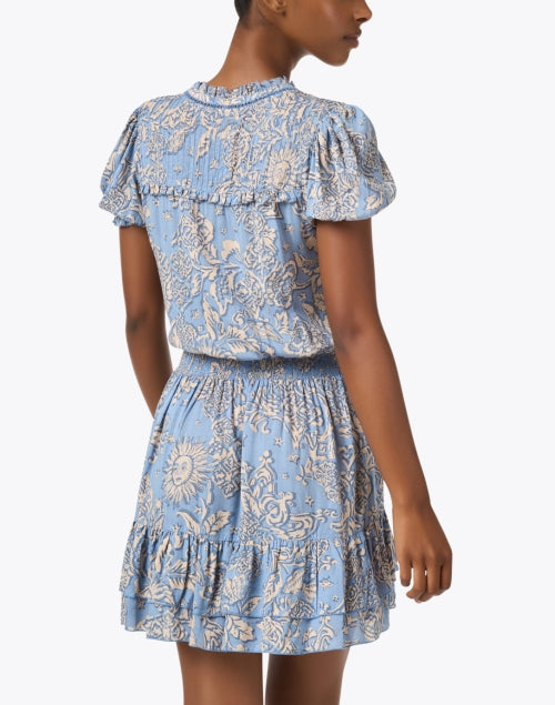 Poupette St Barth's Charming Blue Printed Mini Bibi Dress