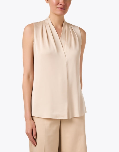 Elegant Mila Beige Stretch Silk Georgette Women's Blouse